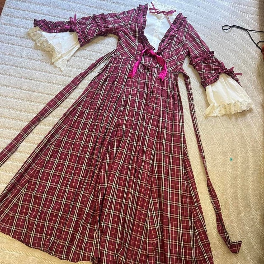 Victorian Plaid Dickens Fair Carol Caroler Dress size M Period Theater Costume